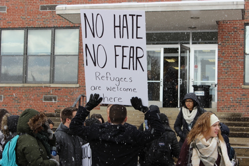 Students show solidarity for those  affected by executive order